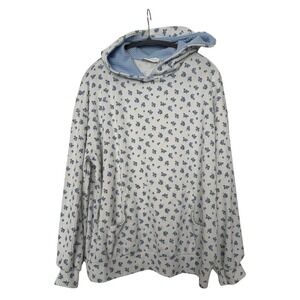 Lovely Melody Girlhood Cottagecore Fairy Blue Floral Waffle Knit Sweatshirt